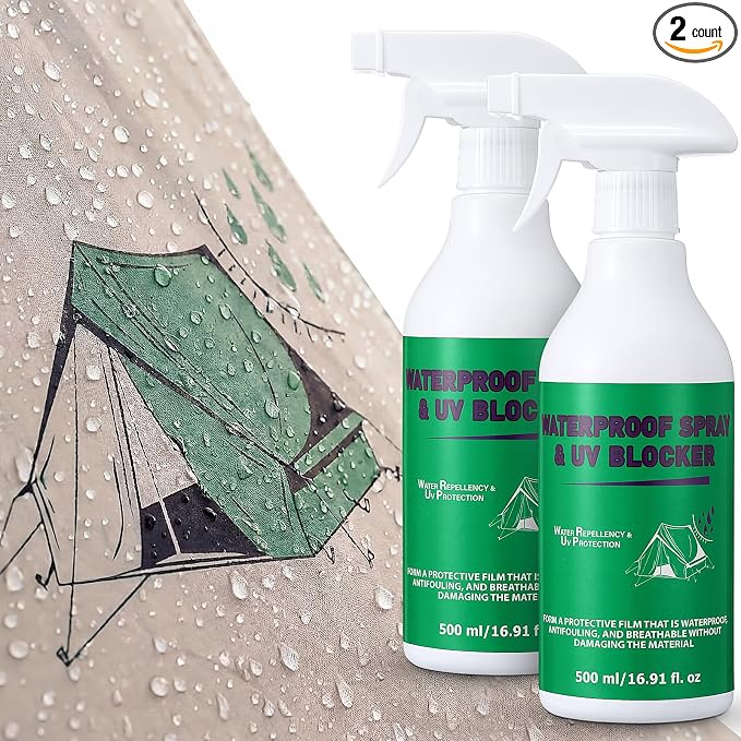Tent Waterproofing Spray Outdoor, 17oz Waterproof UV Protection Stain Resistant Gear Fabrics Water Repellent Spray for Camping, Hiking, Daily Use