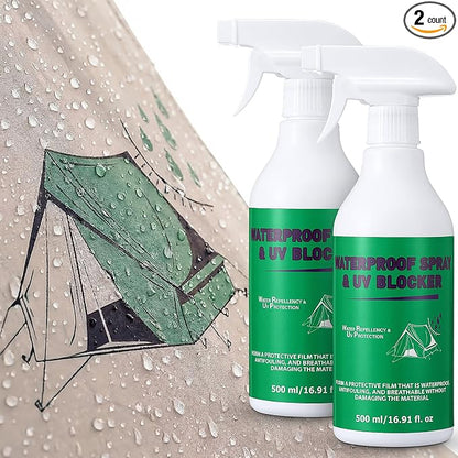 Tent Waterproofing Spray Outdoor, 17oz Waterproof UV Protection Stain Resistant Gear Fabrics Water Repellent Spray for Camping, Hiking, Daily Use