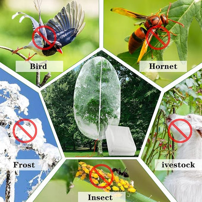 Bird Barrier Netting Mesh, Garden Netting with Zipper and Drawcord, 7.9 FT Long, 5.9 FT Wide, Plant Protection Net for Protect Plant Fruit Flower from Insect Bird