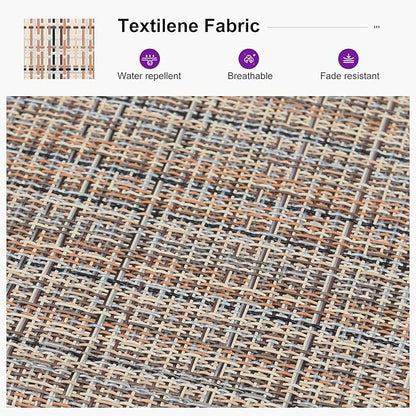 PURPLE LEAF Patio Chaise Lounge Set 2 Pieces Textilene Pool Lounge Chairs with Wheels Sunbathing Chair for Outdoor Yard (2 Camel Lounges W/Side Table)