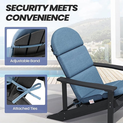 Crestlive Sunbrella Adirondack Chair Cushion, 50 x 19.6 inch, Water Repellent, Fade Resistant, High Back Outdoor Chair Cushion for Patio, Denim Blue