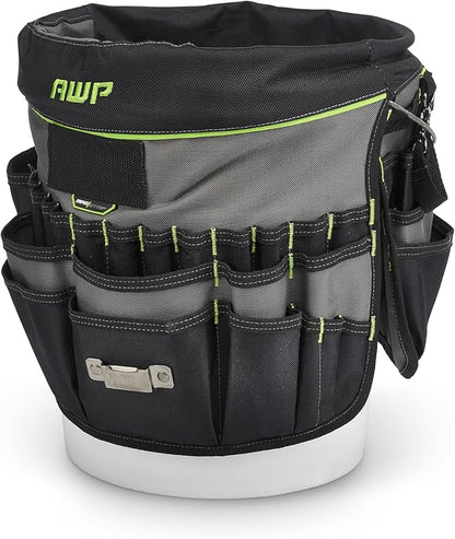 AWP Bucket Tool Organizer 51-Pocket for 5-Gallon Buckets, Water-Resistant Heavy-Duty Utility Tool Bag with Pockets for Tools, Screwdrivers, and Electrical Accessories, 1L-22051-1