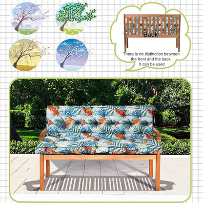 Swing Replacement Cushions with Backrest, 2 or 3 Seater Waterproof Non-Slip Overstuffed Swing Pad, Indoor/Outdoor Bench Cushion for Porch Chair Swing Garden Furniture (Summer, 40 * 63 in)