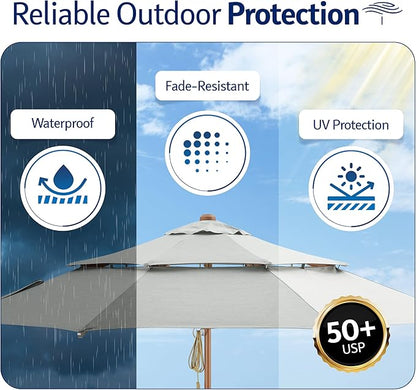 Alizé 10 ft Patio Umbrella with Built in Cooling Fans USB Ports | Windproof Table Umbrella for outdoor patio with UPF 50+ UV Protective Fabric | Waterproof, Non Fading, Premium Deck and Pool Shade