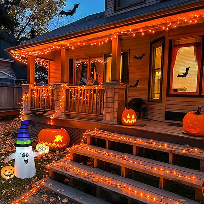 JMEXSUSS 2 Pack Halloween Solar Lights Outdoor, Total 400 LED 151FT Orange Solar Lights Outdoor Waterproof, 8 Modes Christmas String Light for Outside Tree Patio Yard Garden Halloween Decorations
