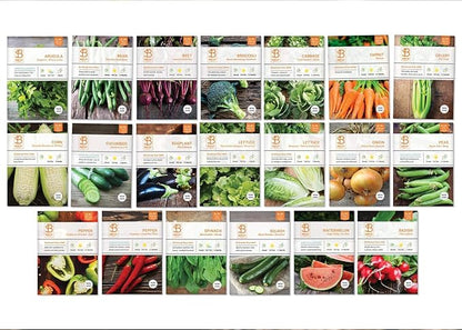 Bentley 20 Pack Garden Seeds for Planting - Non GMO Vegetable Variety Pack for Indoor and Outdoor Growing