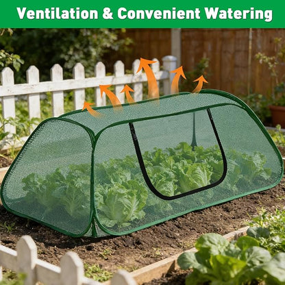 2 Pack Pop-Up Raised Garden Bed Cover with Zipper Door, 30% Sunblock Garden Netting Crop Cage for Raised Beds, Plant Protector for Vegetables Against Birds, Animals & Insects-45" x 22" x 16"