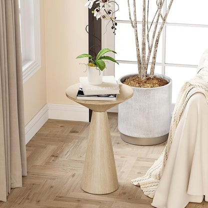 COZAYH Small Pedestal End Table Round Farmhouse Martini Table Wood Plant Stand Rustic Drink Table for Small Space Living Room, Distressed Grey