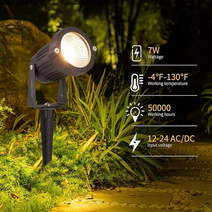 REEGOLD Low Voltage Landscape Lights Outdoor: 7W 700LM LED Landscape Lighting with Connectors for Tree Garden Yard Pathway | 12V 24V Warm White 2700K Spotlights | IP65 Waterproof | 12 Pack