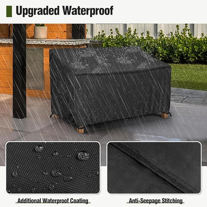 MR. COVER 2-Seater Patio Loveseat Cover, Patio Furniture Covers Waterproof for Sofa, Heavy Duty Outdoor Couch Covers with Air Vent and Handles, Durable Anti UV and Fits up to 60"W x 35"D x 35"H, Black