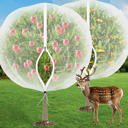 VITI Fruit Tree Netting for Cicadas - with 4Pcs 6Ftx5.3Ft Zipper&Drawstring Protection for Your Fruit Trees Garden Bird Netting Covers Blueberry Bush Tomato Bug Plant Protection Cherry Apple Tree