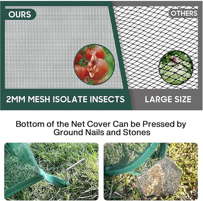 MIAOKE 2 Pack Pop Up Mesh Plant Cover, 35.4x35.4x38.2 Inch No Build Protection Against Insects Garden Netting, Raised Bed Cover for Barrier Against Insects for Vegetable Plant Fruit Animals