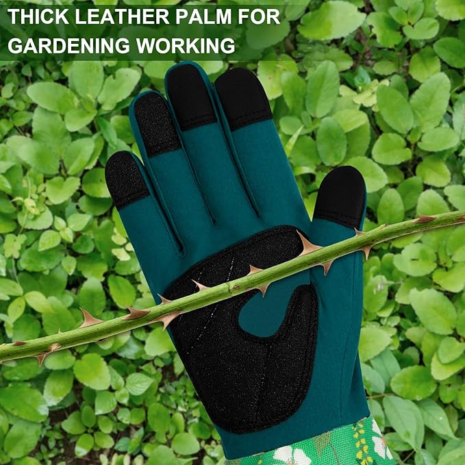 Long Gardening Gloves for Women Thorn Proof Leather Garden Gloves Breathable Working Gloves for Women Yard Outdoor