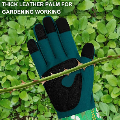Long Gardening Gloves for Women Thorn Proof Leather Garden Gloves Breathable Working Gloves for Women Yard Outdoor