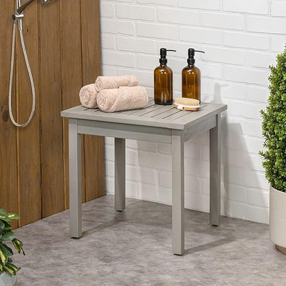 JONATHAN Y END6000G Archer 18.9" Modern Classic Square Slatted Solid Acacia Wood Indoor/Outdoor Adirondack Side Table for Patio, Garden, Bathroom, Living Room, Gray