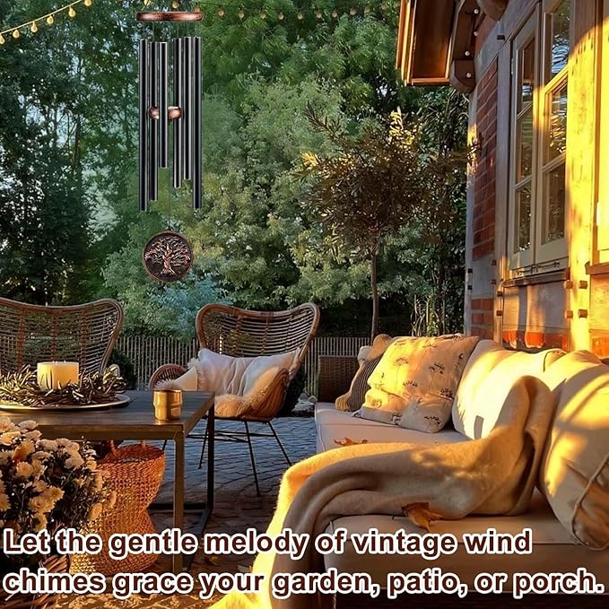 Wind Chimes for Outside, Vintage Tree of Life Deep Tone Wind Chime Outdoor Clearance, Memorial/Festivals/Birthday Gift for Mom Dad Women Grandma, Garden Porch Patio Decor (34" Tree of Life)