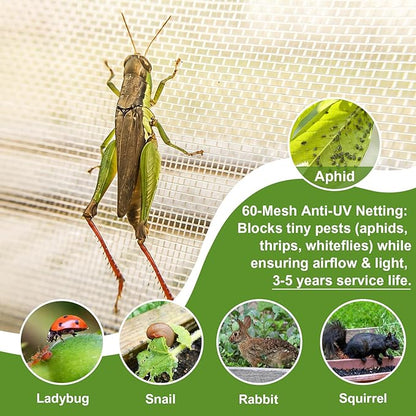 2 Pack Garden Netting for 6×3 FT Raised Beds, Large Fine Mesh Insect Netting with Drawstring, Garden Bed Cover for Vegetables, Fruit & Flower Protection