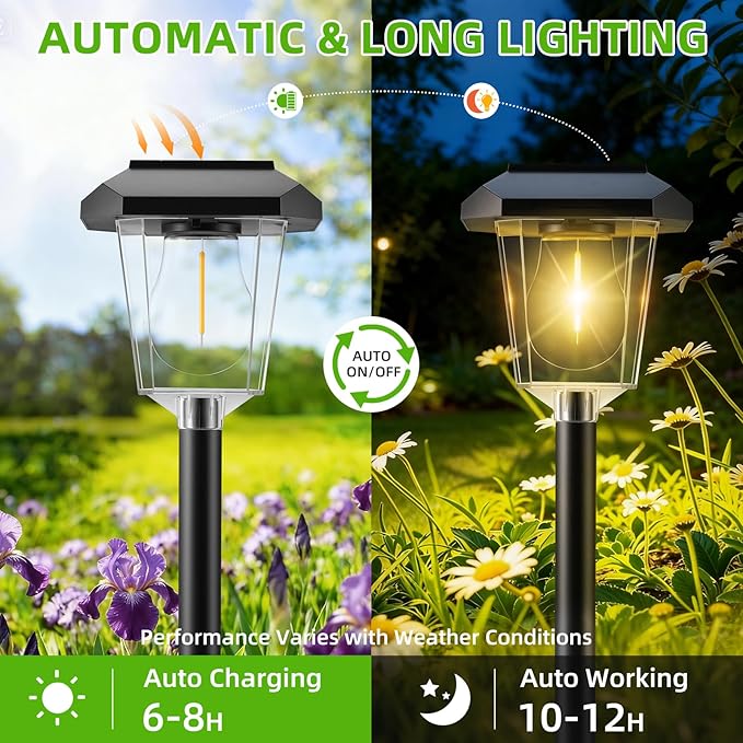 16Pack Solar Pathway Lights Outdoor, LED Solar Lights Outdoor Waterproof, Garden Light Solar Powered, Stake Landscape Lighting for Outside Yard Driveway Walkway Sidewalk Path Lawn Patio Garden Decor