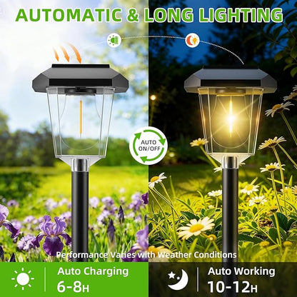 16Pack Solar Pathway Lights Outdoor, LED Solar Lights Outdoor Waterproof, Garden Light Solar Powered, Stake Landscape Lighting for Outside Yard Driveway Walkway Sidewalk Path Lawn Patio Garden Decor