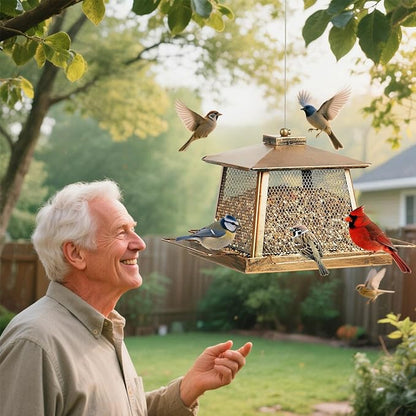 Large Bird Feeders for Outdoors, Gazebo Style Metal Bird Feeder, Cardinal Birdfeeders Outside Hanging for Garden Patio Birds Watching Decor