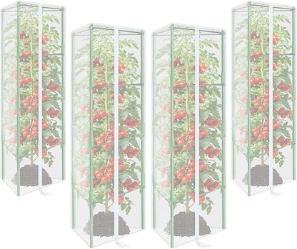 ZeeDix 61" x 16.1" Garden Bird Netting for Triangle Tomato Cage, 4 Pack Garden Mesh Barrier, Plant Covers Protect Tomatoes, Vegetables, Blueberry Bush from Birds & Pests