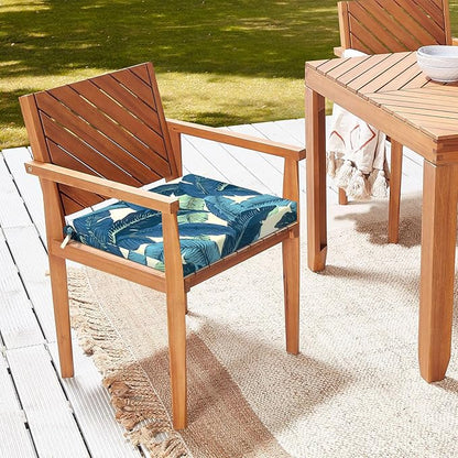 LVTXIII Outdoor Seat Cushions Set of 2 Square Corner Chair Cushions with Ties, Patio Chair Pads for Home Office and Patio Garden Furniture Decoration 18.5"x16"x2", Swaying Palms Blue