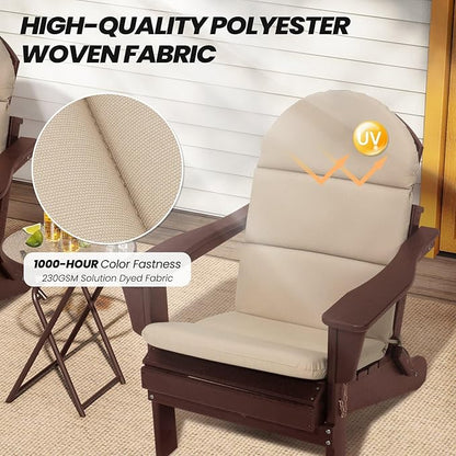 Crestlive 50x19.6 Inch Adirondack Chair Cushion Set of 2, Waterproof, Fade Resistant, High Back Outdoor Rocking Chair Cushion for Patio, Beige