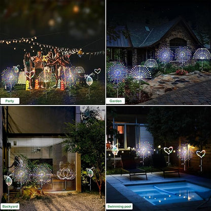 Slyuexu Solar Garden Lights Outdoor Waterproof, 2 Pack 120 LED Solar Firework Lights Decorative Garden Décor Outside for Flowerbed Pathway Party Christmas Decoration, Multicolor
