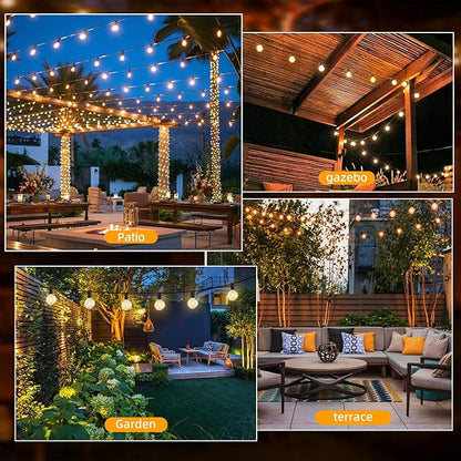 106Ft Outdoor String Light: G40 Waterproof Patio Lights with 12+1 Shatterproof Globe Bulbs-Connectable Hanging Christmas Lights for Backyard, Porch, Deck, Balcony, Garden, Home Decor