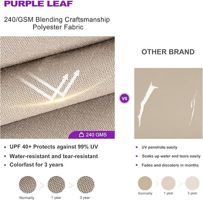 PURPLE LEAF Cantilever Patio Umbrella Outdoor Aluminum Offset Square Umbrella Windproof Heavy Duty Hanging Outside Umbrella for Deck Pool Garden