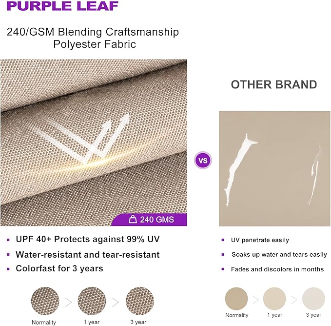 PURPLE LEAF Cantilever Patio Umbrella Outdoor Aluminum Offset Square Umbrella Windproof Heavy Duty Hanging Outside Umbrella for Deck Pool Garden