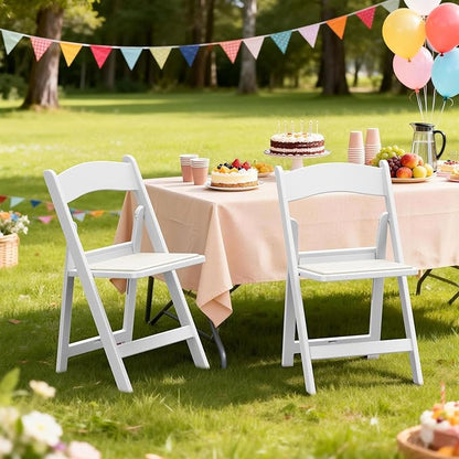 Nazhura Garden and Patio Folding Chair Set of 4 for Events and Wedding, Lightweight with Padded Seat, Water-Proof, Double Braced Frame, Non-Slip Feet, 900LB Capacity (White)