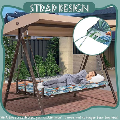 Replacement Cushions for Swing, Swing Cushions 3 Seater Replacement, Waterproof Thicken Washable Pad Cushion for Outdoor Indoor Furniture Swing Patio (Fresh Summer, 40x63 inch)