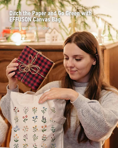 Canvas Tote Bag with Aesthetic Prints, Cute Tote Bag for Women Girls with Wide Strap, Gifts for Cat Book Lovers