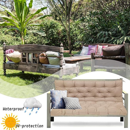 Replacement Cushions for Swing, Swing Cushions 3 Seater Replacement, Waterproof Thicken Washable Pad Cushion for Outdoor Indoor Furniture Swing Patio (Khaki, 40x60 inch)