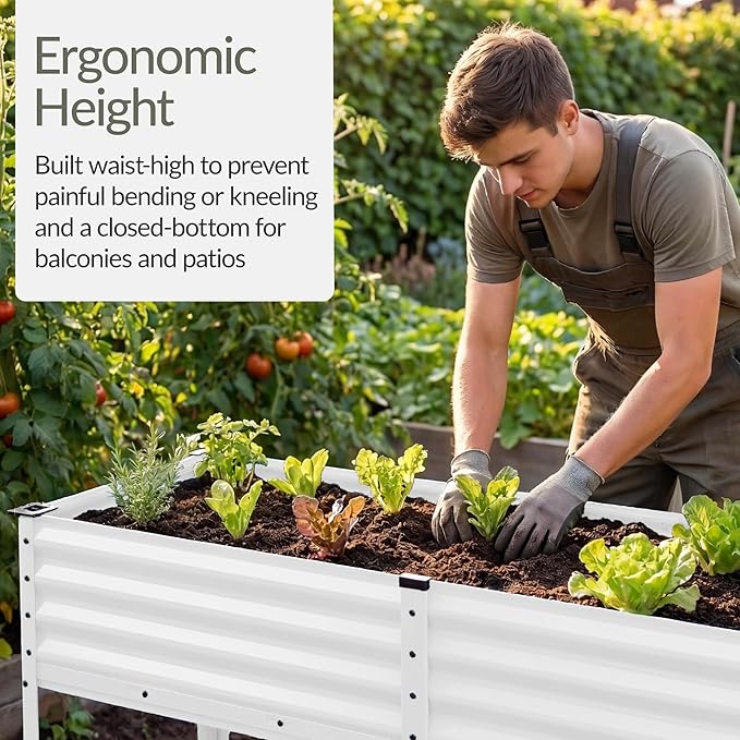 Best Choice Products 72x24x30in Non Toxic Galvanized Raised Garden Bed, Metal Elevated Planter Box, Vegetable Garden, 100% Non Toxic Materials - White