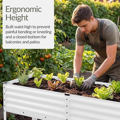 Best Choice Products 72x24x30in Non Toxic Galvanized Raised Garden Bed, Metal Elevated Planter Box, Vegetable Garden, 100% Non Toxic Materials - White