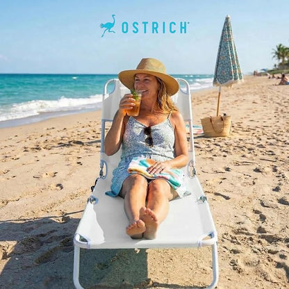 Ostrich 72 by 22 Inch Versatile Chaise Lounge Portable Reclining Lounger, Outdoor Patio, Beach, Lawn, Camping, or Pool Tanning Chair, White