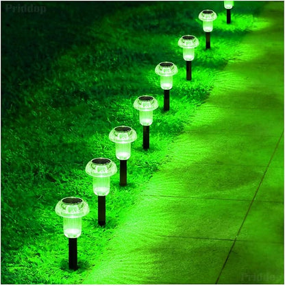 Priddop Solar Lights Outdoor Pathway Waterproof 8 Pack Green LED Green Stake Acrylic Mushroom Decorative Garden Lights for Yard Landscape Patio Outside Decorations
