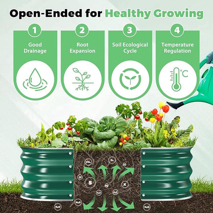 Galvanized Raised Garden Bed, 3x3x1ft Garden Planter Bed Outdoor, Heavy Duty Rustproof Steel Raised Bed Kit for Gardening Vegetables Fruits Flowers Grow Green