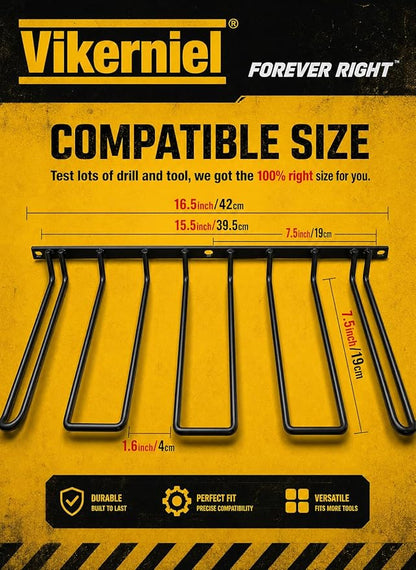 Drill Holder, Power Tool Organizer, Wall Mount 4 Cordless Metal Shelf Holder, Utility Storage Rack for Dewalt Cordless Tools for father day gifts