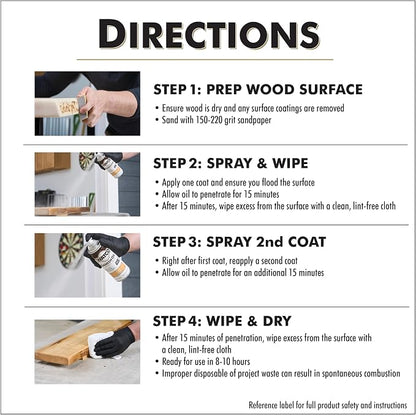 Watco Danish Oil Wood Finish Spray, 11.25 oz, Natural