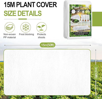 Plant Covers Freeze Protection, 10X40FT Reusable Thickened Winter Floating Row Covers, Frost Cloth Blanket Shade Cloth Garden Fabric Plant Cover for Raised Beds Vegetables Insect Winter Frost