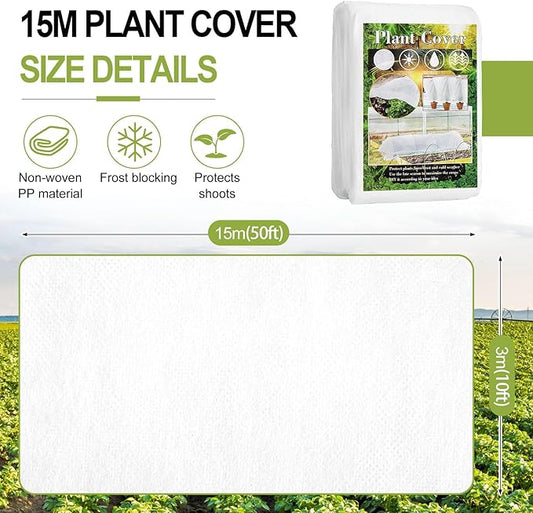 Plant Covers Freeze Protection, 10X40FT Reusable Thickened Winter Floating Row Covers, Frost Cloth Blanket Shade Cloth Garden Fabric Plant Cover for Raised Beds Vegetables Insect Winter Frost