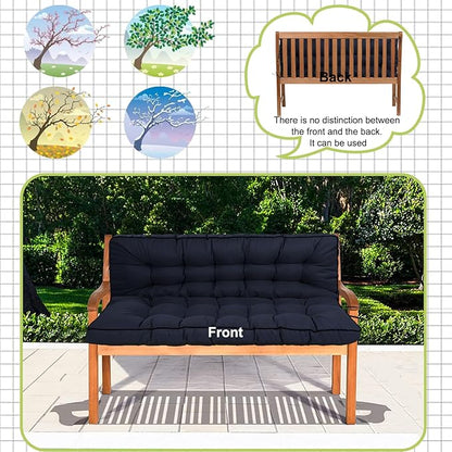 Swing Replacement Cushions with Backrest, 2 or 3 Seater Waterproof Non-Slip Overstuffed Swing Pad, Indoor/Outdoor Bench Cushion for Porch Chair Swing Garden Furniture (Navy Blue, 40 * 70.8in)