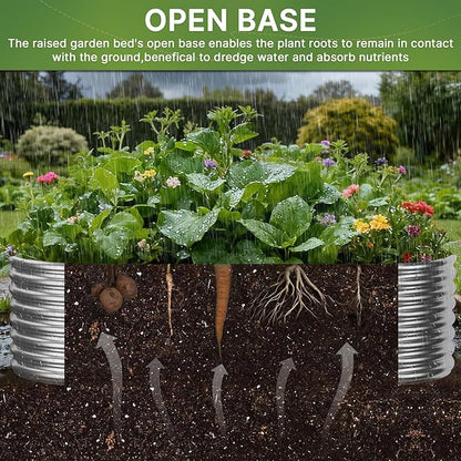 4 PCS 6x3ft Galvanized Raised Garden Bed Outdoor, Metal Garden Bed for Vegetables, Above Ground Garden Box for Flower, Steel Raised Beds for Gardening