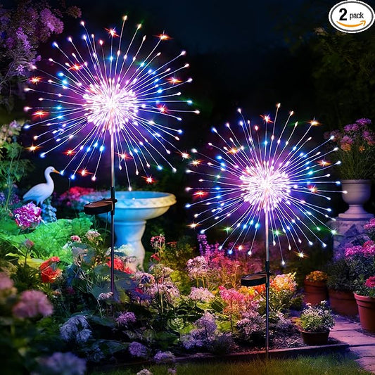 HPUFKOT Solar Garden Lights Outdoor,Waterproof Garden, 2PC 200 LED Twinkling Firework Lights Decorative with 8 Modes,Decor for Yard Patio Pathway Lawn for Yard Outside Fairy Decorative