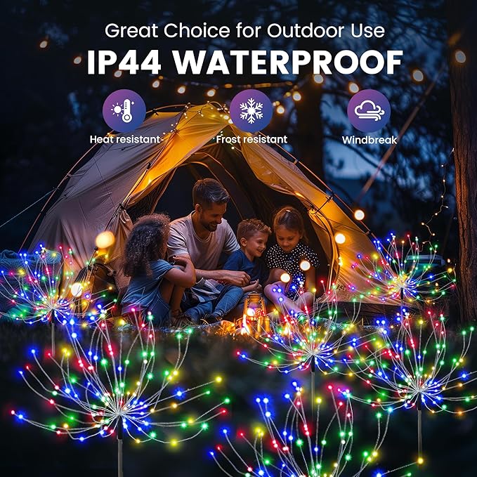PEVOROS Garden Decor Solar Lights Outdoor,120LED Waterproof Colorful Solar Fairy Garden Lights for Outdoor Decoration,Yard, Patio, Porch,Flower Pot,Pathway, for 4th of July(6Pack)
