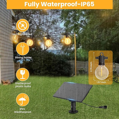 ZOTOYI Solar String Lights Outdoor Waterproof IP65 150FT with USB Port and 73+3 Shatterproof G40 Bulbs, Up to 8-12 Hours for Using, LED Solar Powered Patio Lights for Outside, Patio, Porch, 2200K