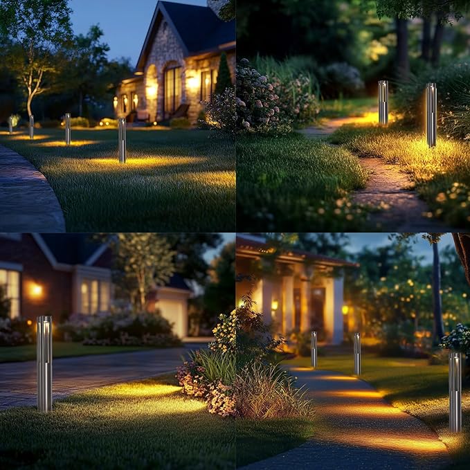 Energetic Low Voltage Landscape Lighting, IP65 Waterproof LED Pathway Lighting, Aluminum Outdoor Landscape Path Lights for Garden, 12-24V AC/DC Walkway Lights, 3000K Warm White, Bronze, 6 Pack